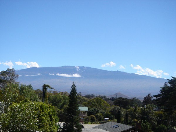 View of Mauna Kea from backyard of Waimea home