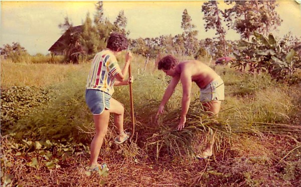 Preparing garden with my mother Janet 1980