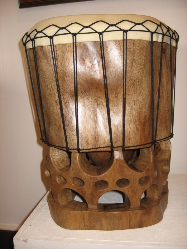 Pahu drum on display at Volcano Arts Center