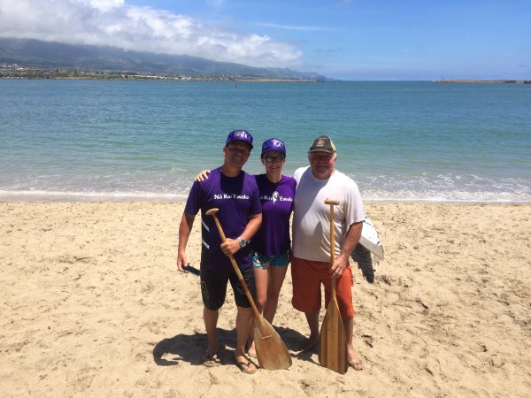 Kahului Harbor, home to several outrigger canoe clubs. pictured above are Tracy Stice along with Dirk and Sonja visiting from Germany.